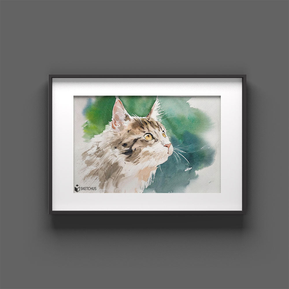 Aquarell Portrait Bild Künstler Aquarellmalerei Gesicht Abstrakt Moderne Wasserfarben Gemälde Foto als Aquarelle Zeichnung Tier Portrait malen lassen